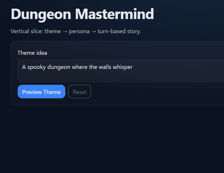 Dungeon Mastermind landing page