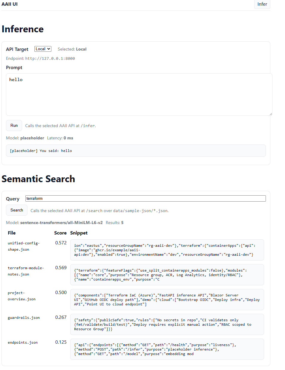 Blazor UI for inference